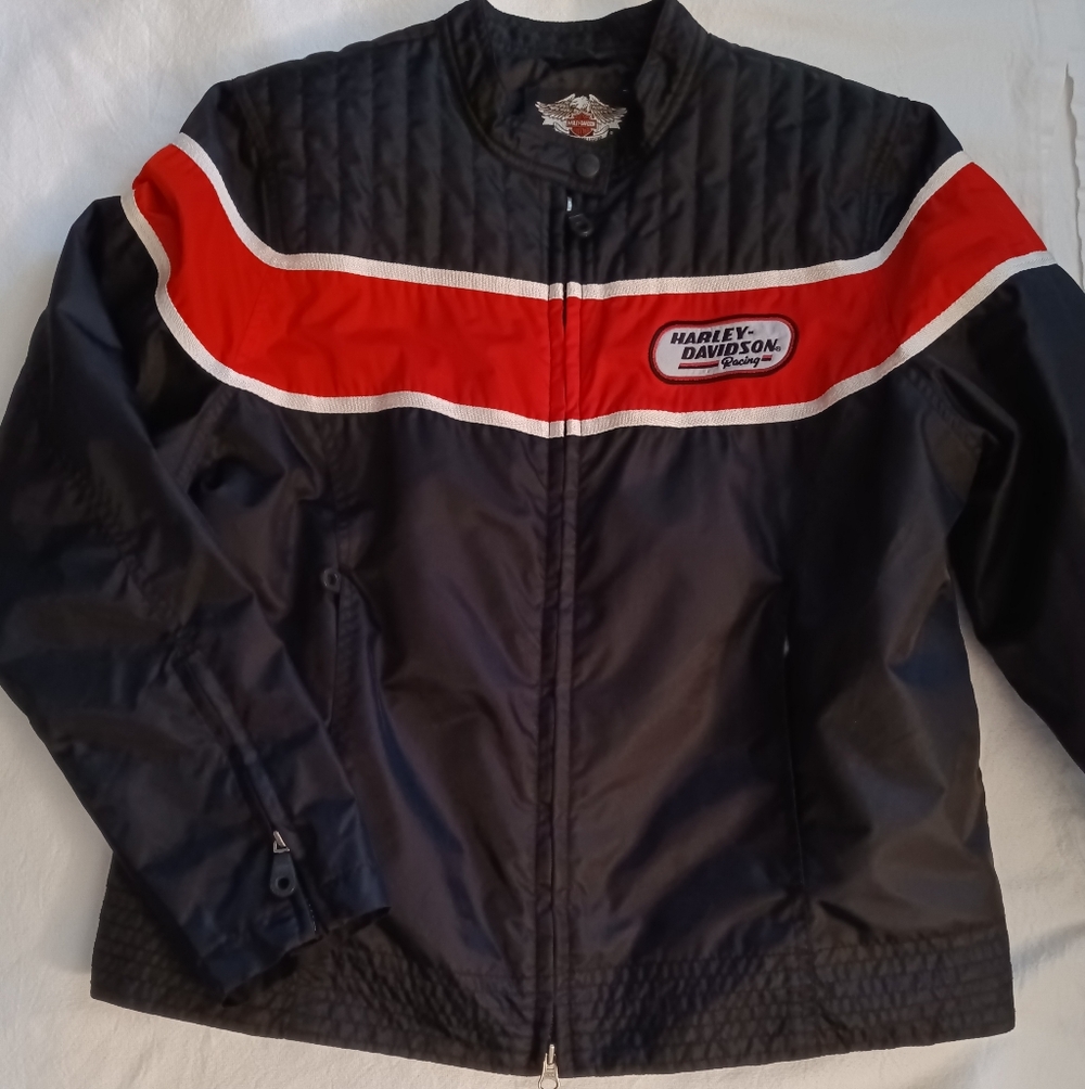 Vintage Harley-Davidson Black Jacket with Orange Stripe